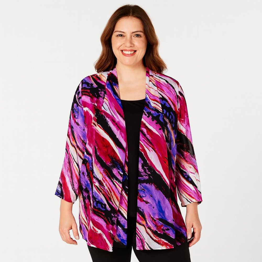 JM Collection XL Abstract Brushstroke Jacket – Bold, Artistic, Statement Piece!